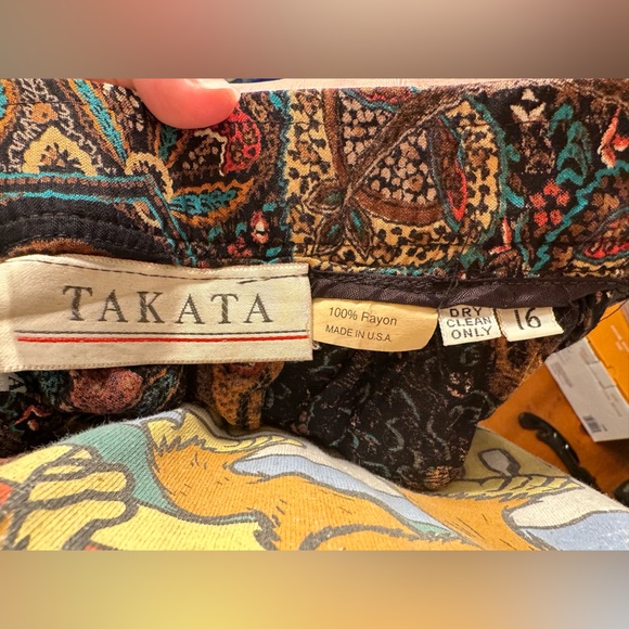 Paisley Print Midi Skirt in Teal and Brown - Picture 4 of 4